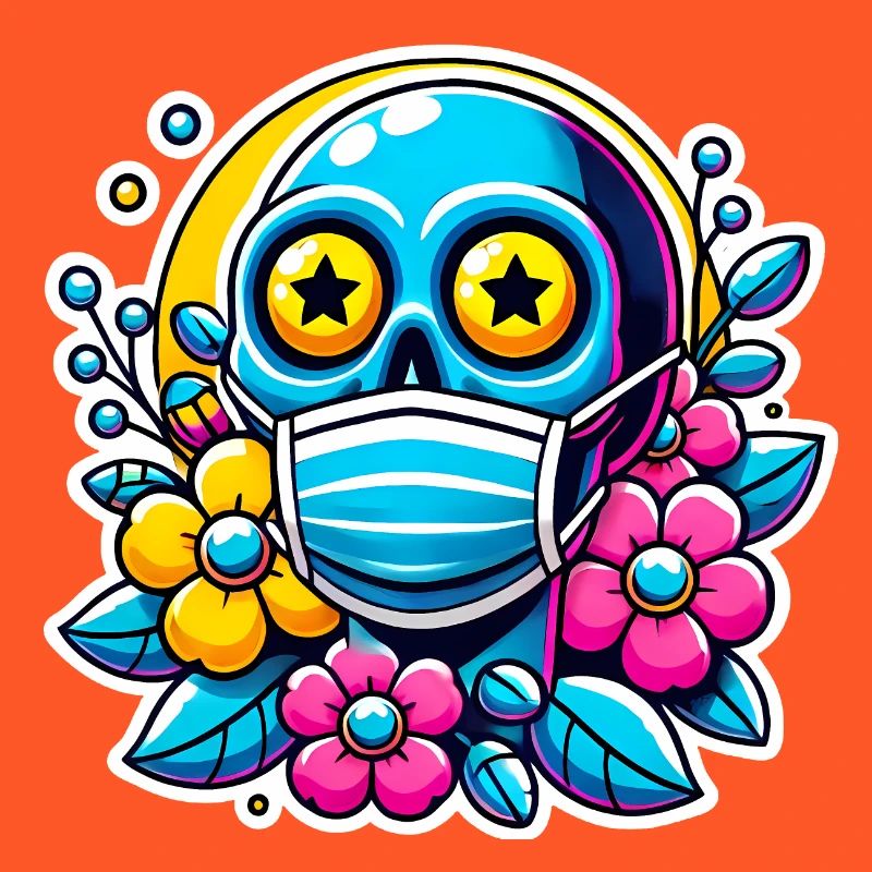 Dead Inside Skull with Rainbow Flowers
