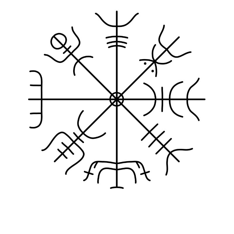 The Viking compass Vegvisir Nordic drawing