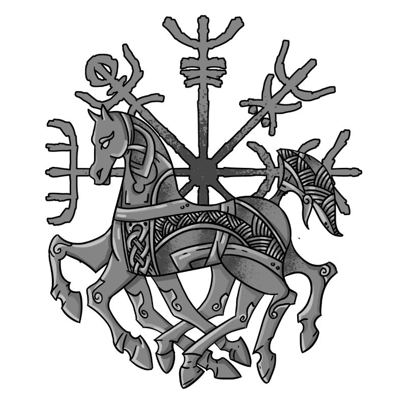Wikinger Odin Pferd Sleipnir mit Kompass Vegvisir