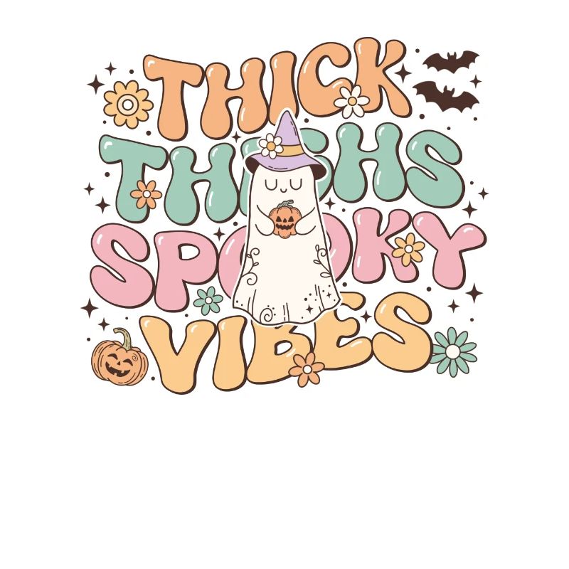 Retro Halloween Design: Thick Thighs Spooky Vibes