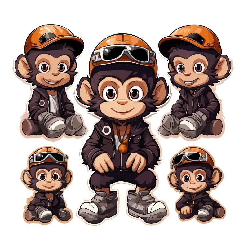 Affe Skateboarding Aufkleber Pack