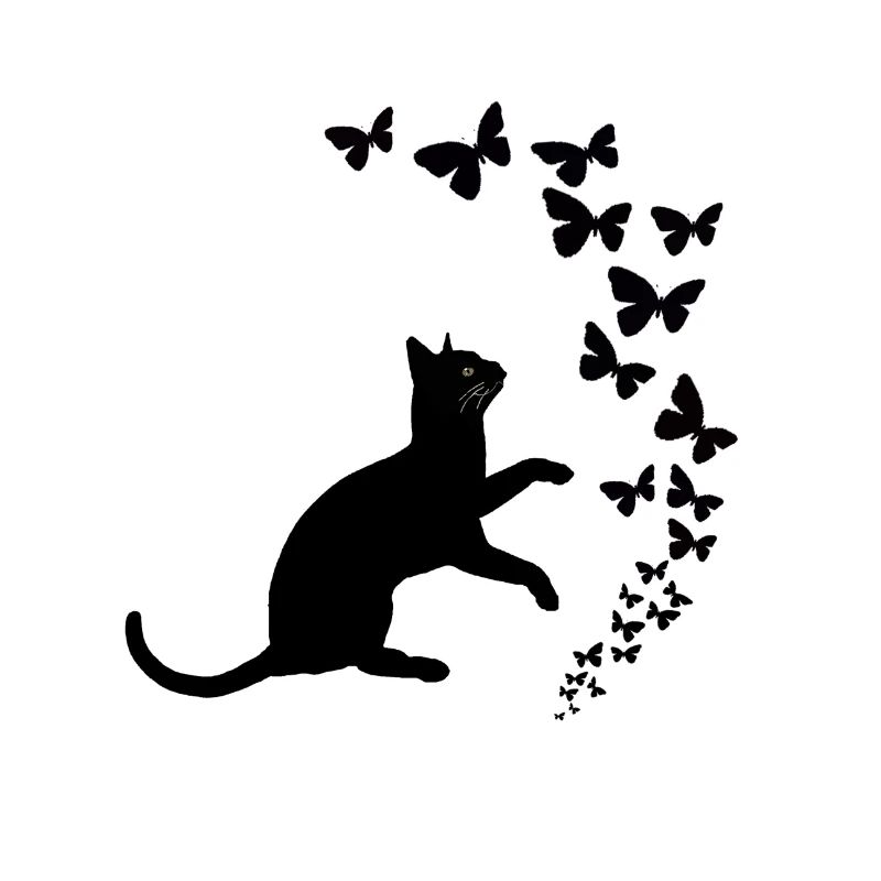 Conception de chat noir et papillons