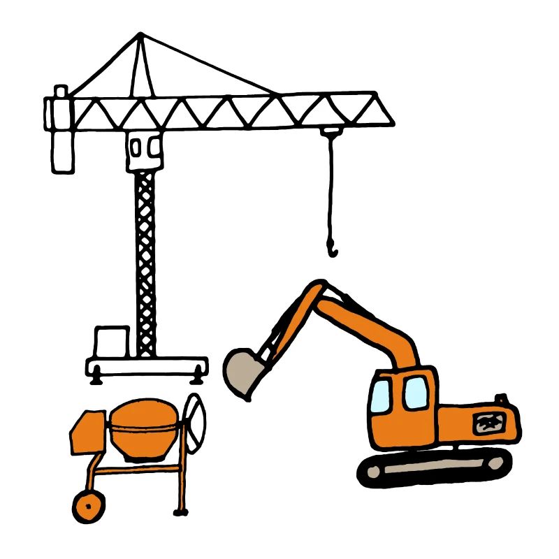 Construction machinery - comic, cartoon