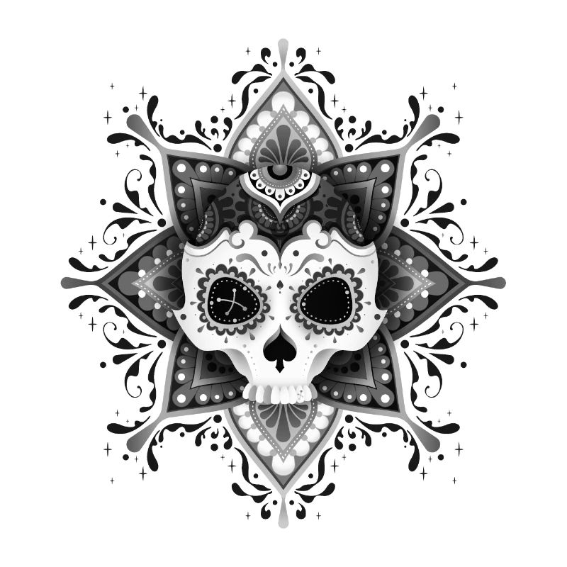 Totenkopf in einem Mandala