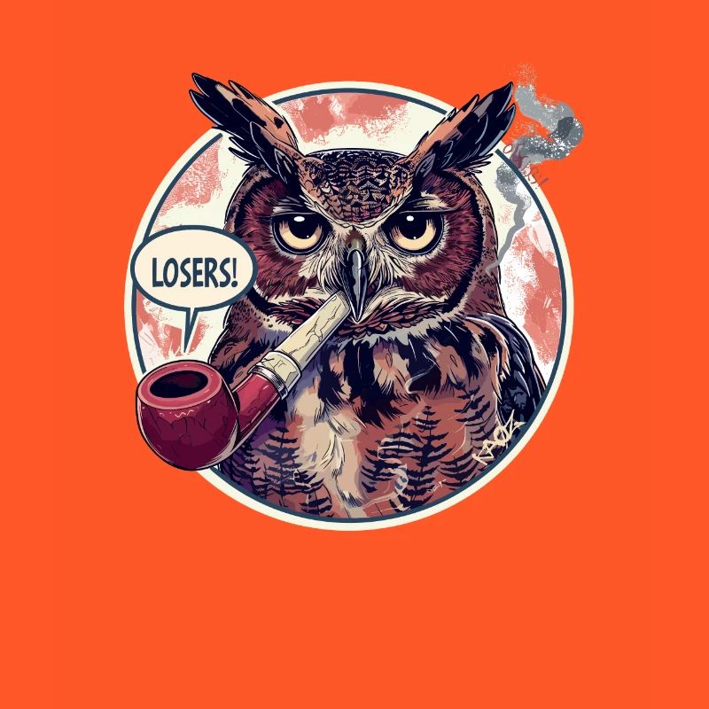 Un hibou avec une pipe à tabac dit « perdant »