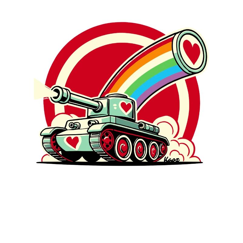 Regenbogen-Panzer, schießt Herzen der Liebe