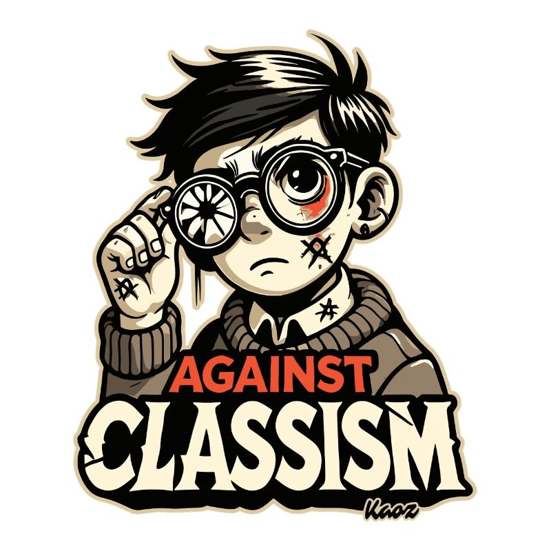 armer Junge mit kaputter Brille: gegen Klassismus