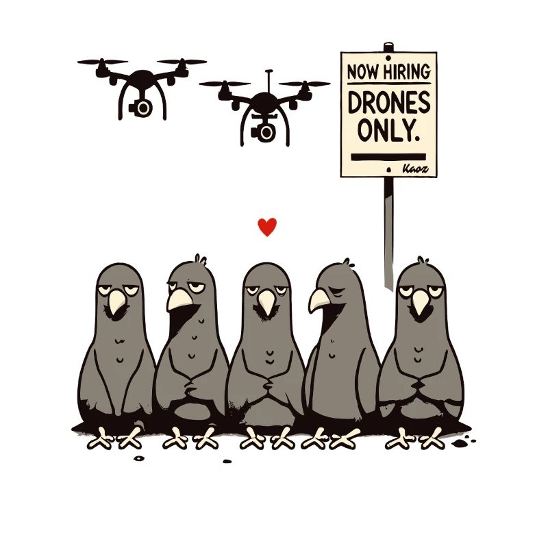 Pigeons unemployed – drones take over