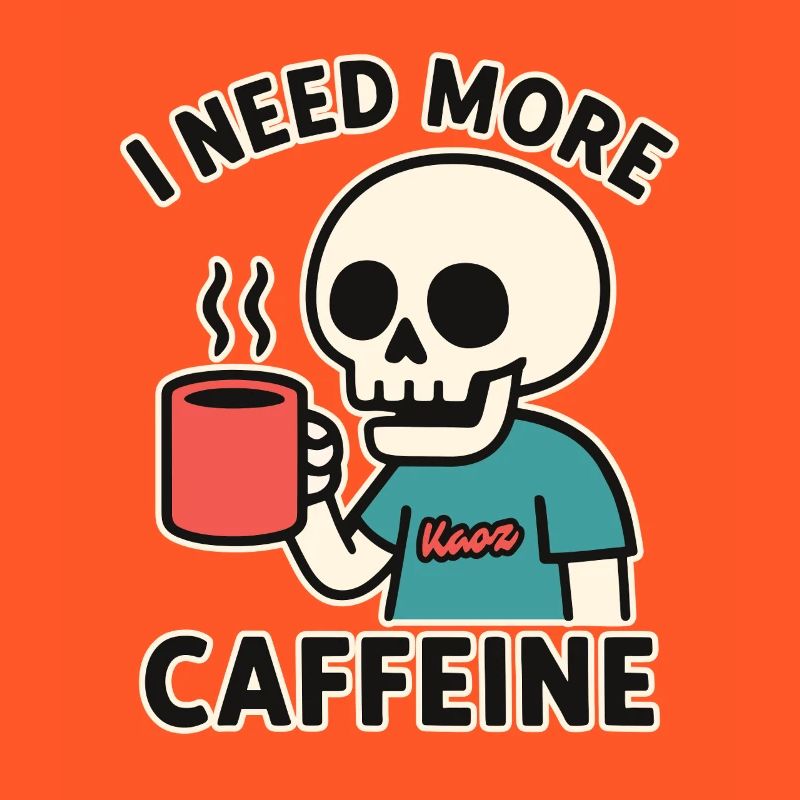 funny skeleton needs more caffeine or coffee