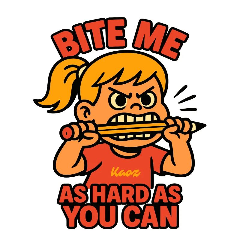 Beiß mich! Comic-Mädchen mit Wutanfall