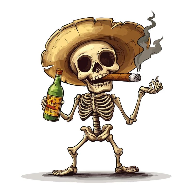 Skeleton Skull Skull Cigar Liquor