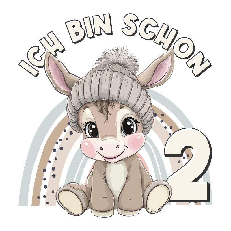 2. Geburtstag Esel Regenbogen Süß Niedlich
