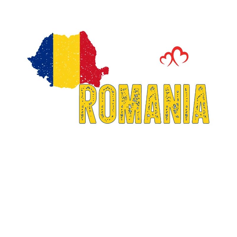 Romania Flag Map Heartbeat for Romanian Pride