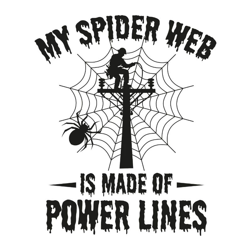 Lineman Halloween Spider Web Power Lines Spooky