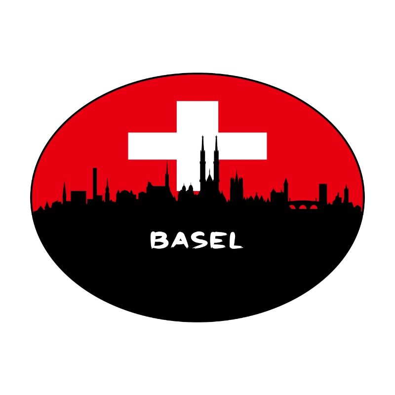Basel-Schweiz-Flaggen-Skyline-Schattenbild-Reise