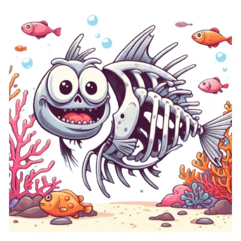Skeleton Fish Cartoon 3