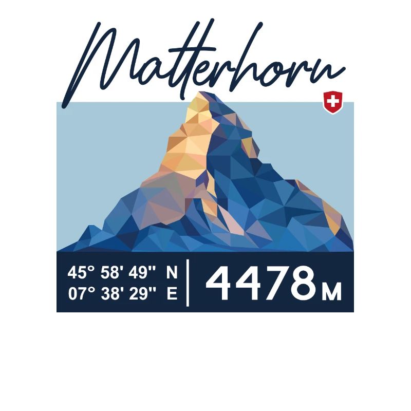 Matterhorn Zermatt Schweizer Berg Retro Low Poly