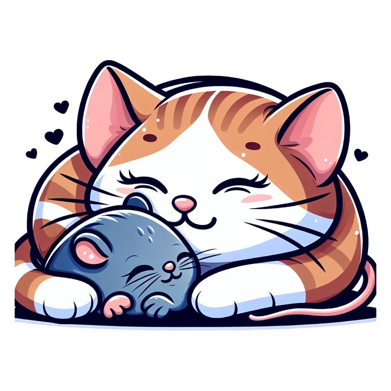 Cuddling Cat And Mouse In Love