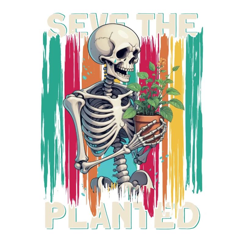 Save The Planet-design Mit Skelett, Das Eine Zarte