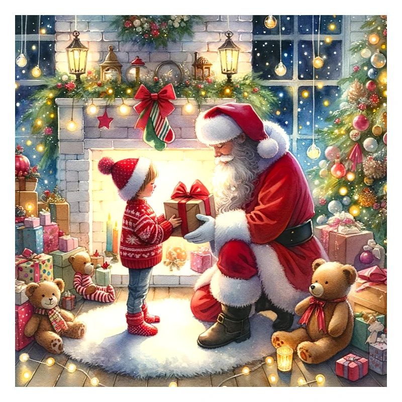 Santa Claus giving a gift Illustration Gift for