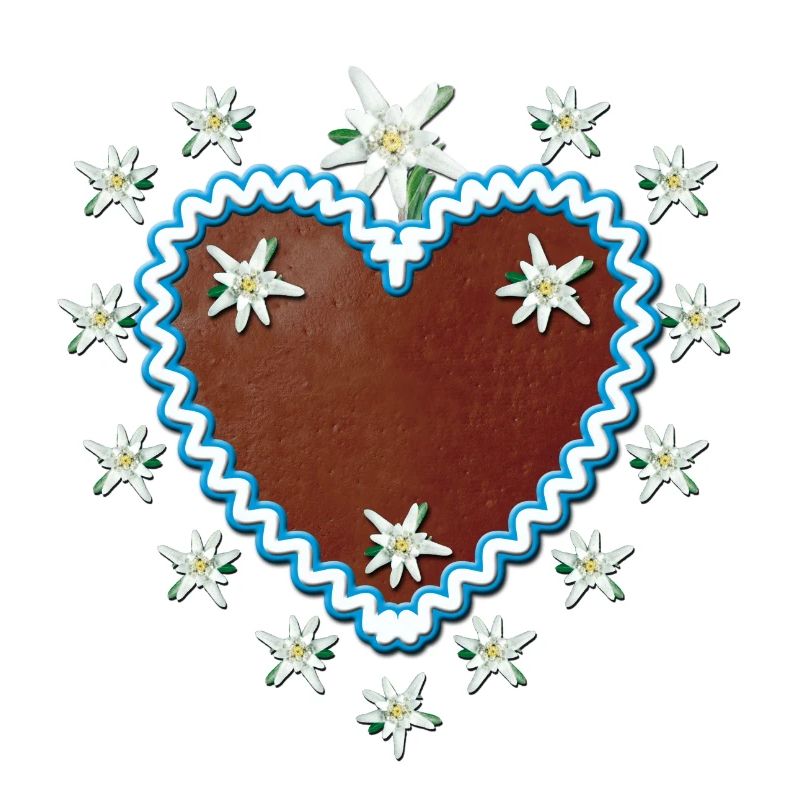 Lebkuchenherz Edelweiss + Dein Text Wunschtext