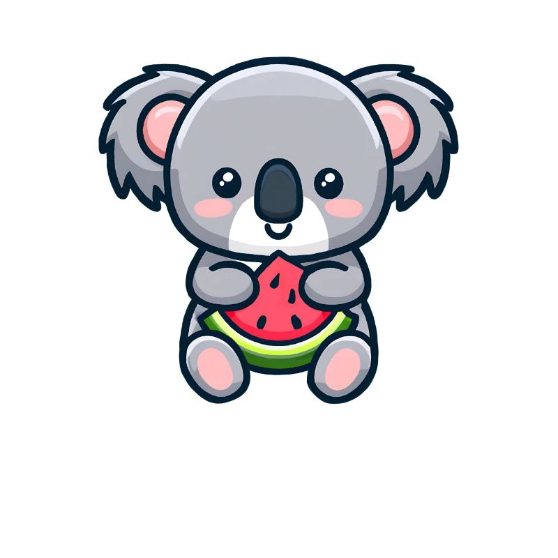 Le koala sucré mange de la pastèque rouge