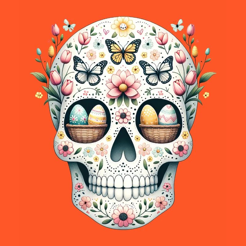 Spring Bloom Skull Tee Whimsical Easter Garden