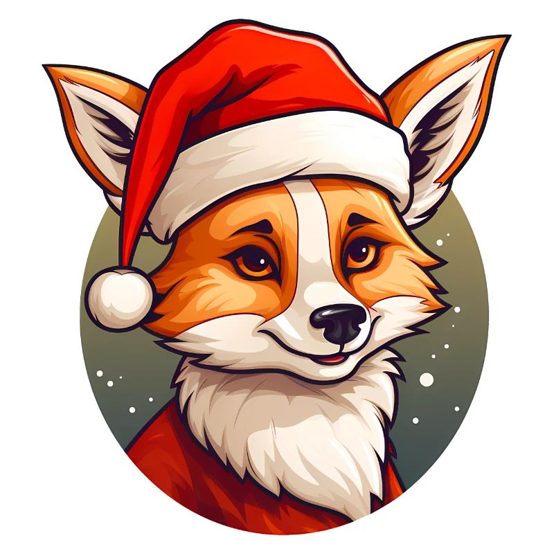 Fuchs mit Weihnachtsmütze
