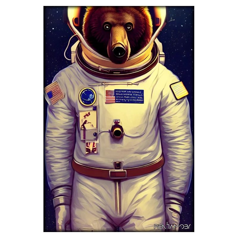 Bear Wildlife Astronaut Future Sci-Fi Technology