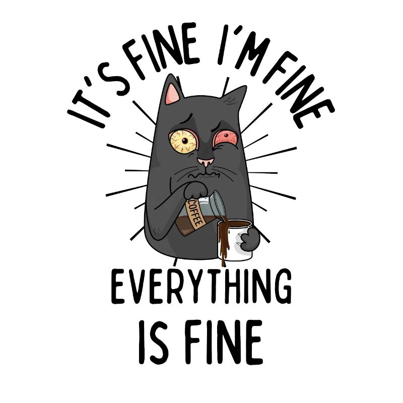 Kaffee Katze lustiger Spruch Müde Katze Kaffee