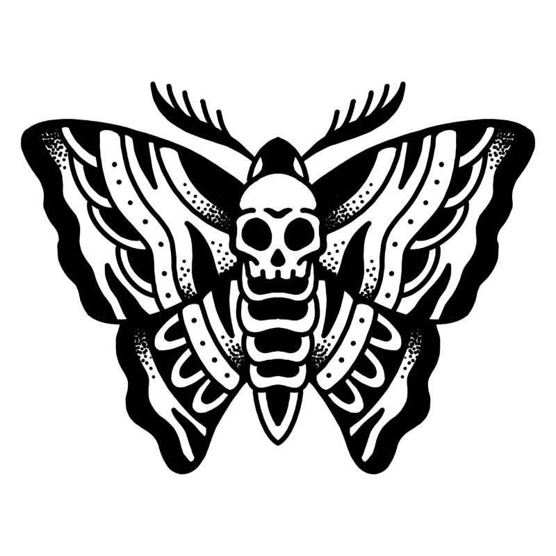 Tatouage à l’ancienne conception graphique crâne de papillon