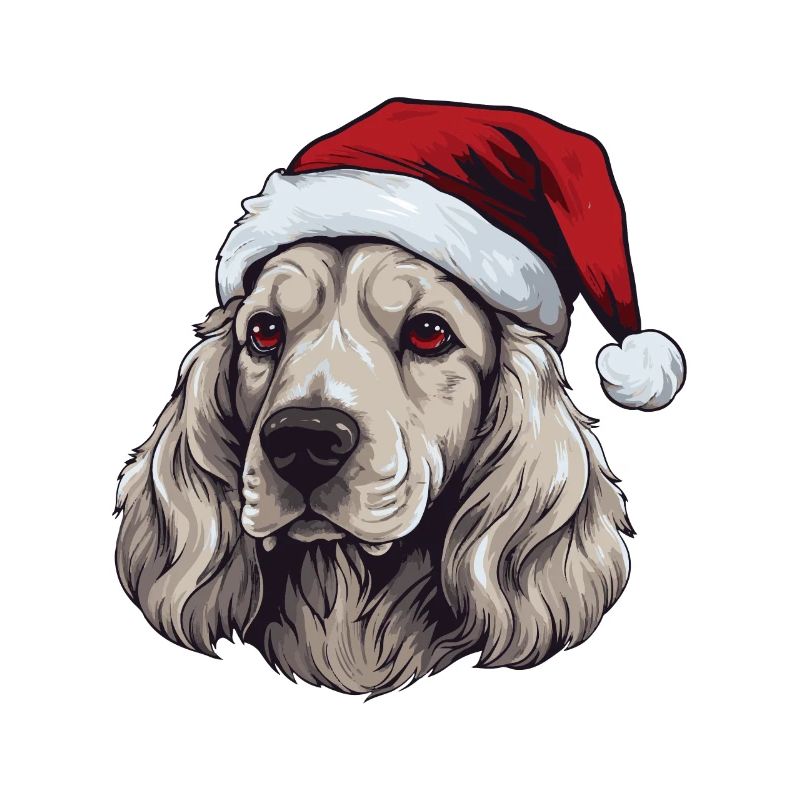 Tête de Noël de chien Cocker Spaniel