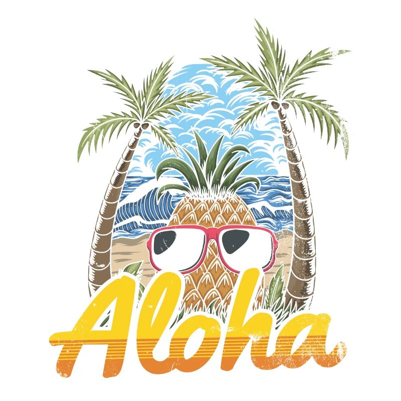 Aloha Pineapple And Pine Tree Design For The Beach