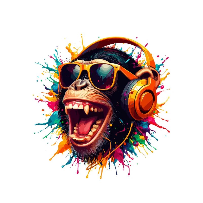 DJ Monkey Monkey Party Chimp Headphones Funny
