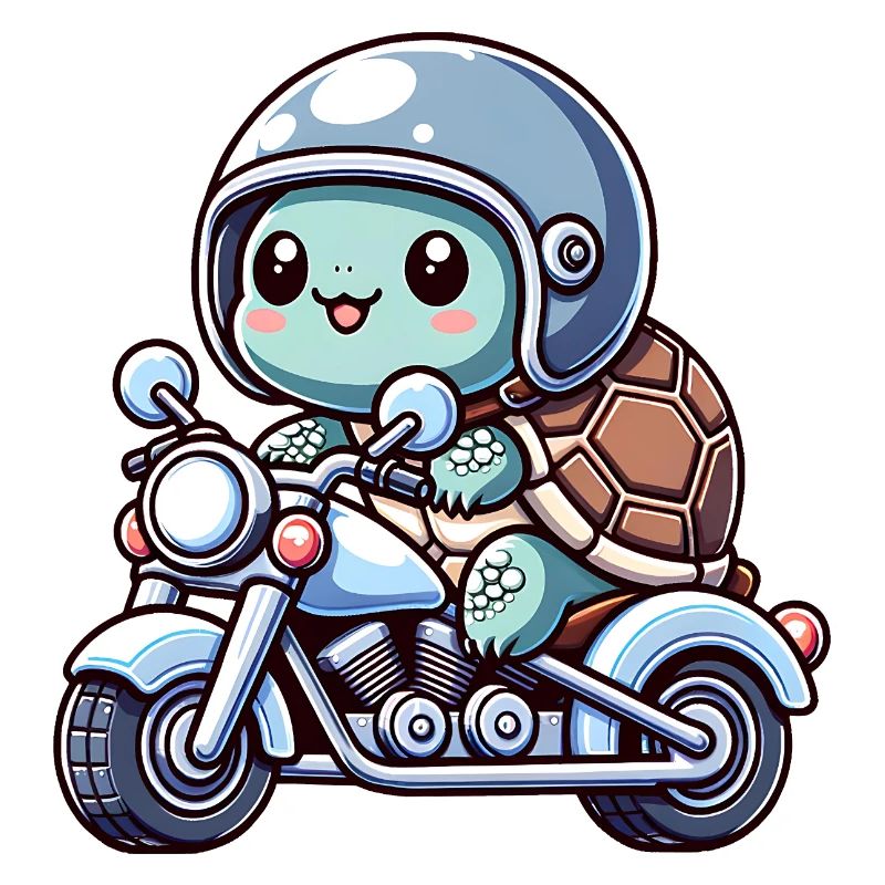 Cute Turtle on Motorcycle Adventure