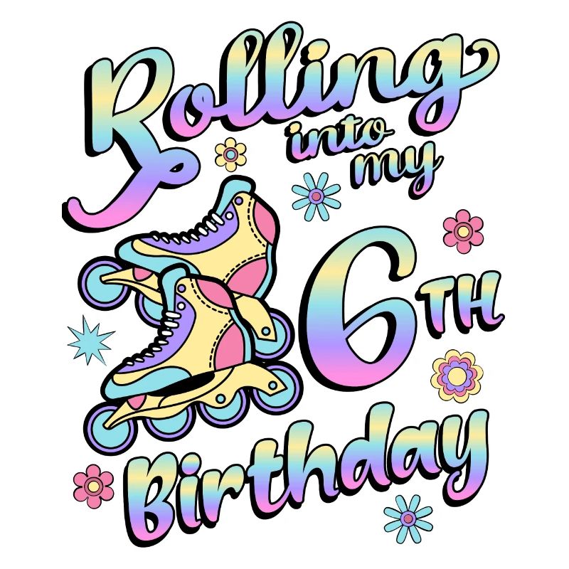 Rolling Into My 6th Birthday Roller Skater Inline