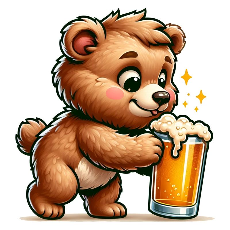 Cute Bear Drinking Beer