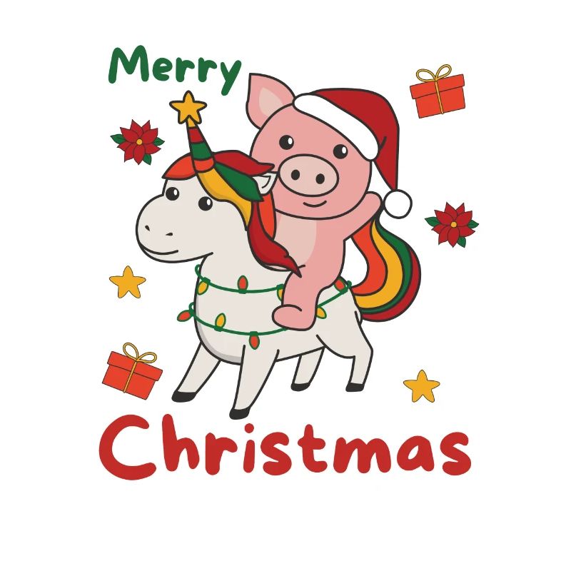 Cochon de Noël Joyeux Licorne de Noël