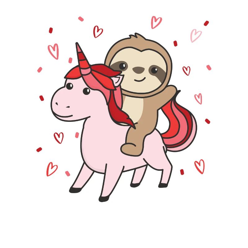 Faultier mit Einhorn Herzen Lieblingstier Herz