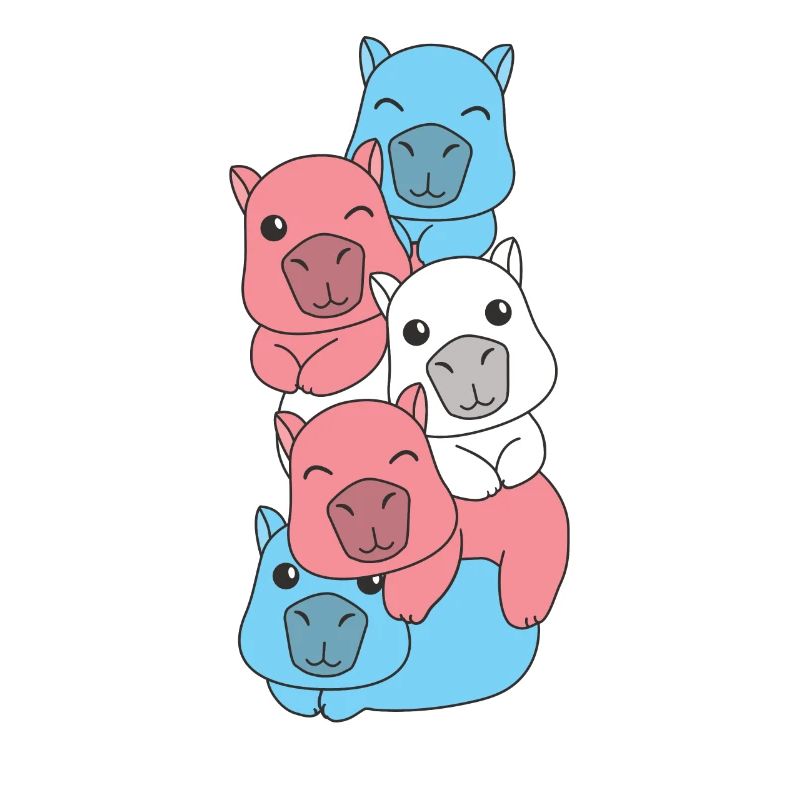 Transgender Flag Pride LGBTQ Mignon Capybara Stack