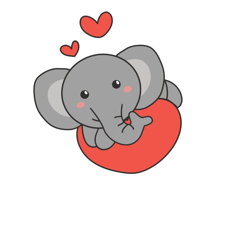 Eléphant pour la Saint-Valentin mignons animaux coeurs