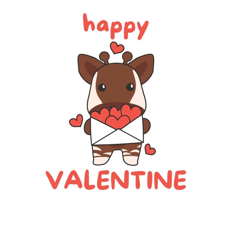 Okapi for Valentine's Day cute animals with hearts