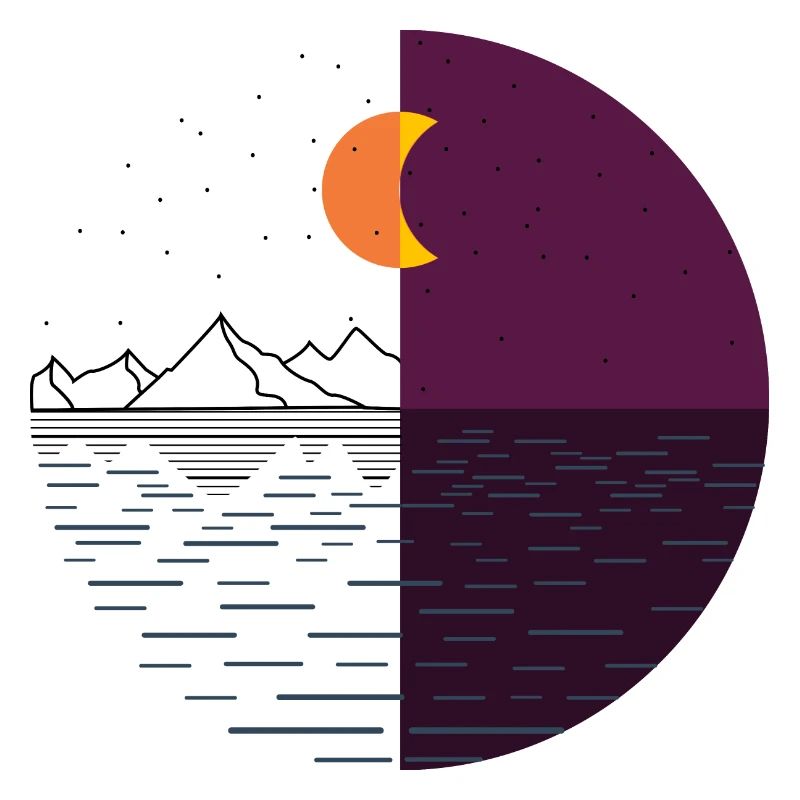 Mountains Sky Sun Moon