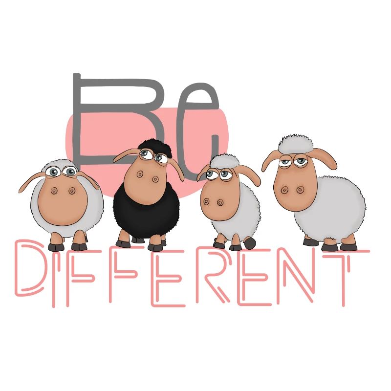 Be different: unique sheep really happy herd