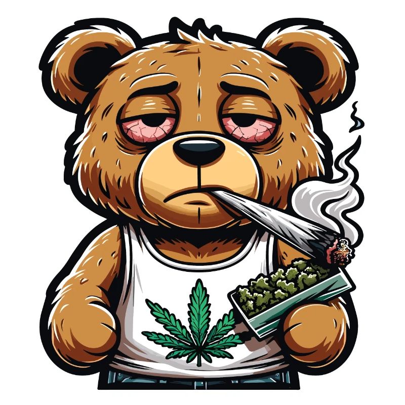 Bär raucht einen Cannabis-Joint