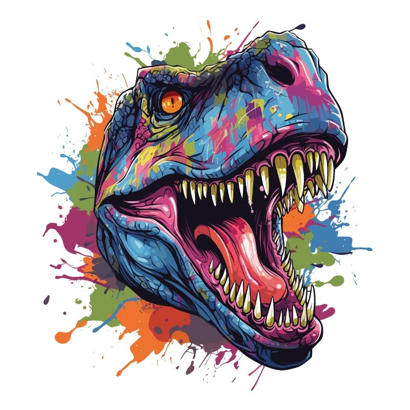 T-Rex Dinosaurier Kopf mit Graffiti-Stil