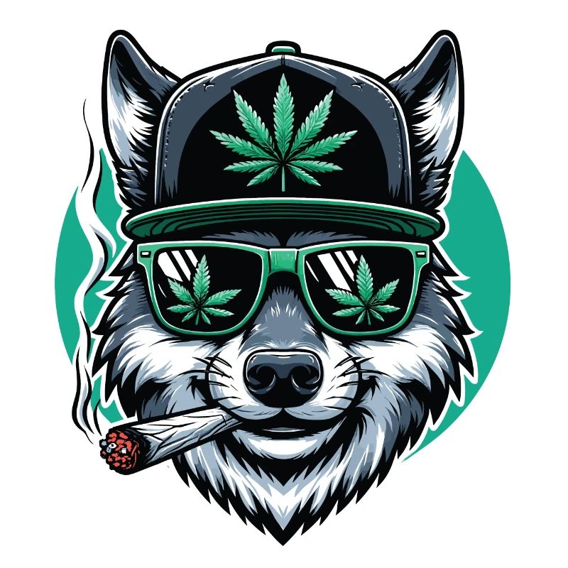 Ein Wolf raucht einen Marihuana-Joint