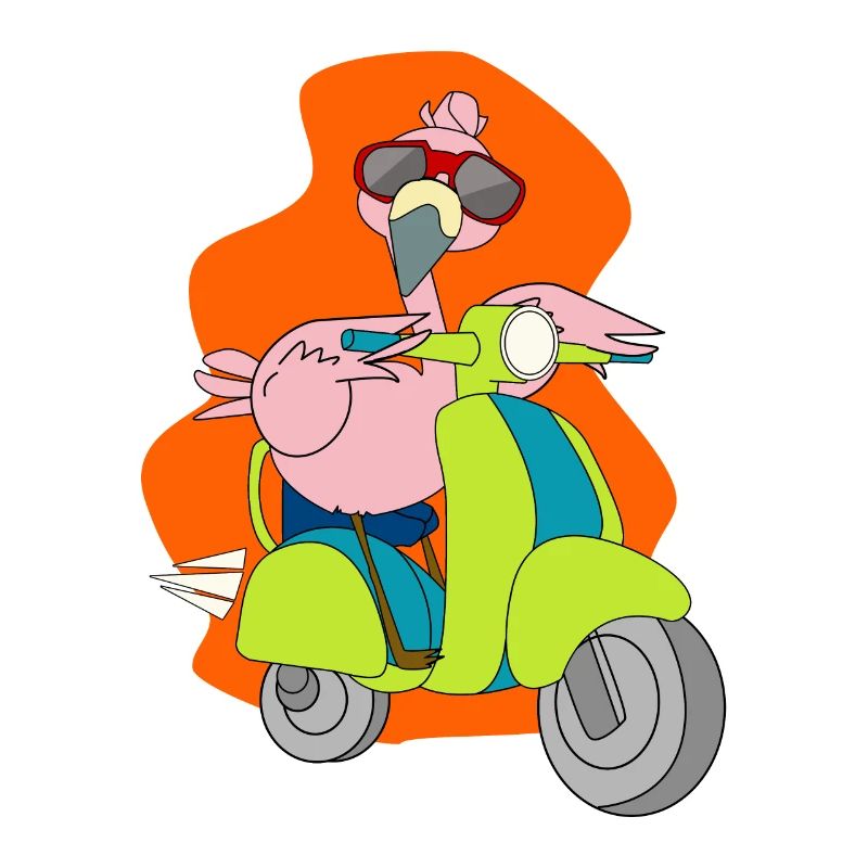 Flamingo Motorrad Roller Mofa Geschenk Shirt