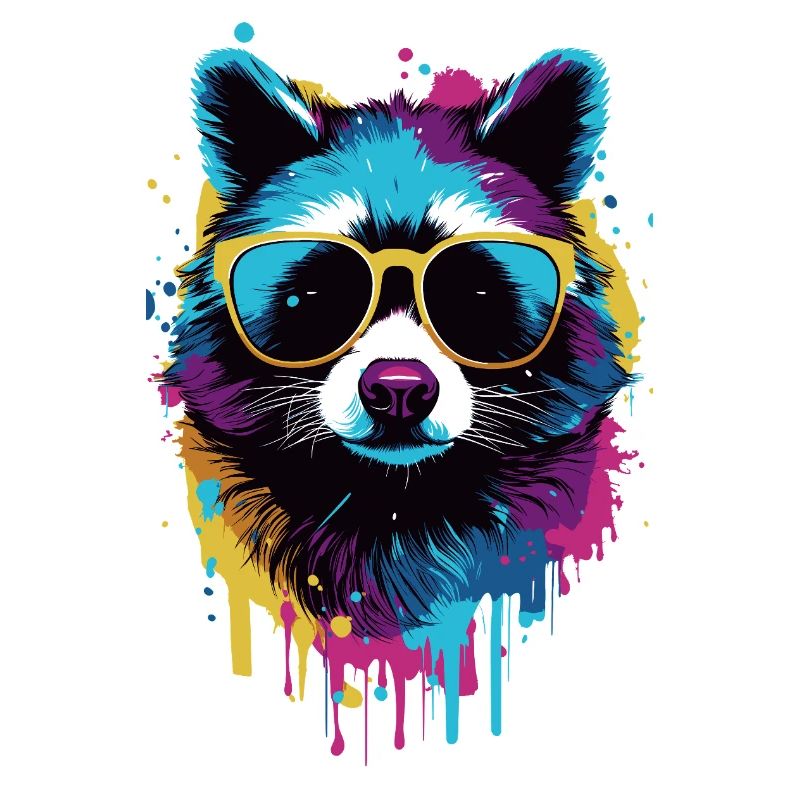 Bunter Waschbär mit Sonnenbrille