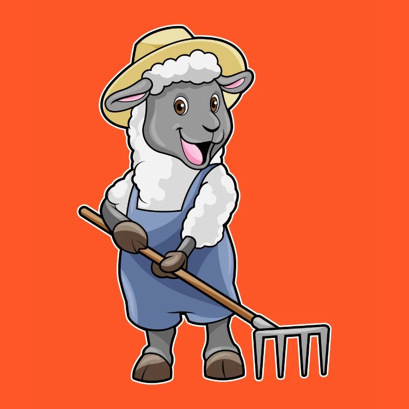 Schaaf as a farmer with rake & hat